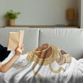 thumbnail image 3 of Humorous Soft Flannel Fleece Throw Blanket, Cartoon Design Image of Flying Spaghetti Monster with Ramen Written Ribbon, Cozy Plush for Indoor and Outdoor Use, 60" x 80", Multicolor, by Ambesonne, 3 of 5