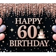thumbnail image 4 of Yatrandify Decorative Design Happy Birthday Banner Pink Balloons 60th Cake Birthday Party Backdrop for Milestone Celebration Indoor Decoration Event Party, 4 of 8