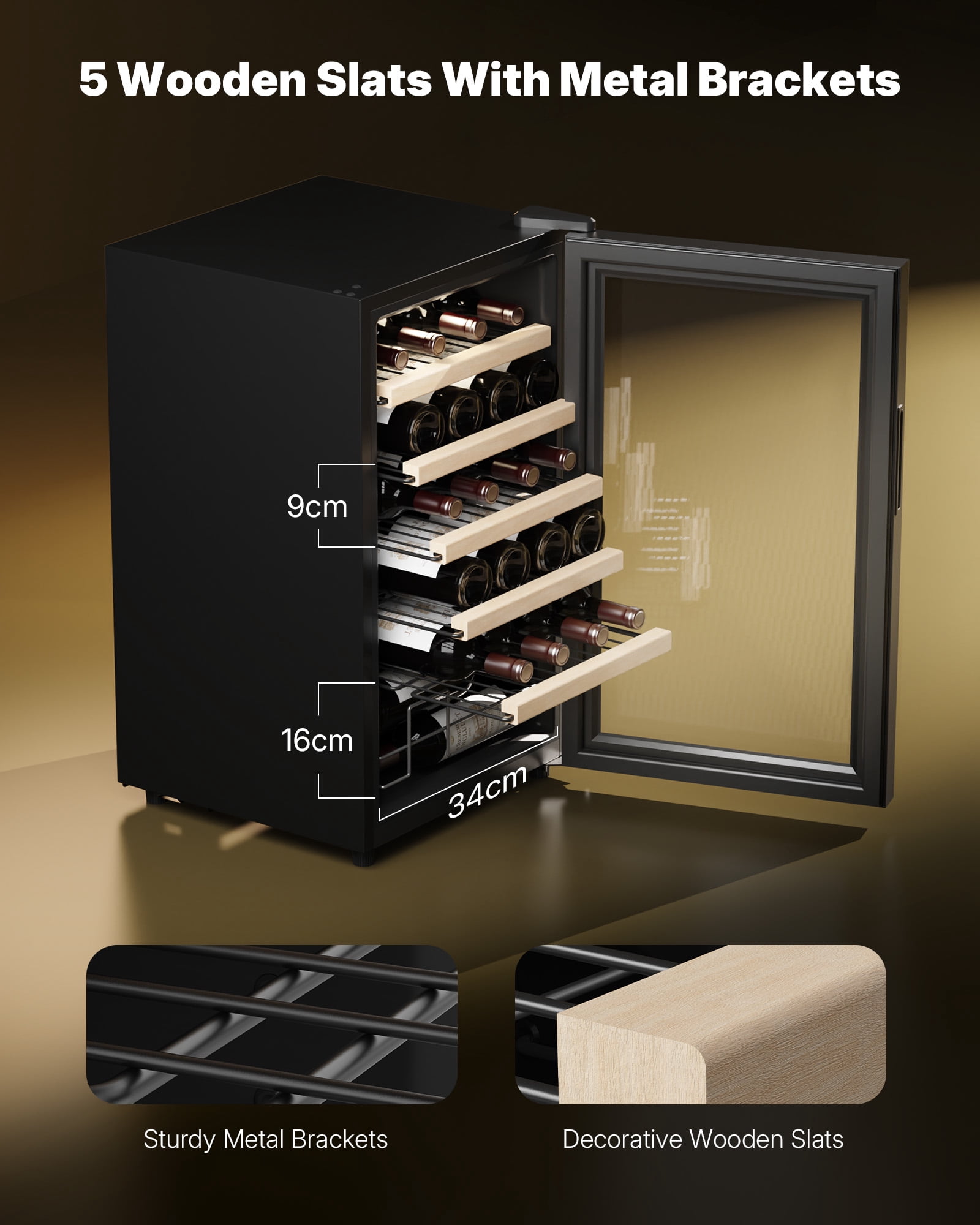 Upstreman 24 Bottle Wine Cooler Refrigerator, Freestanding Wine Chiller Compressor Wine Refrigerator with Glass Door, Touch Control & LED Light, 41-68°F Temperature Control, Black W24