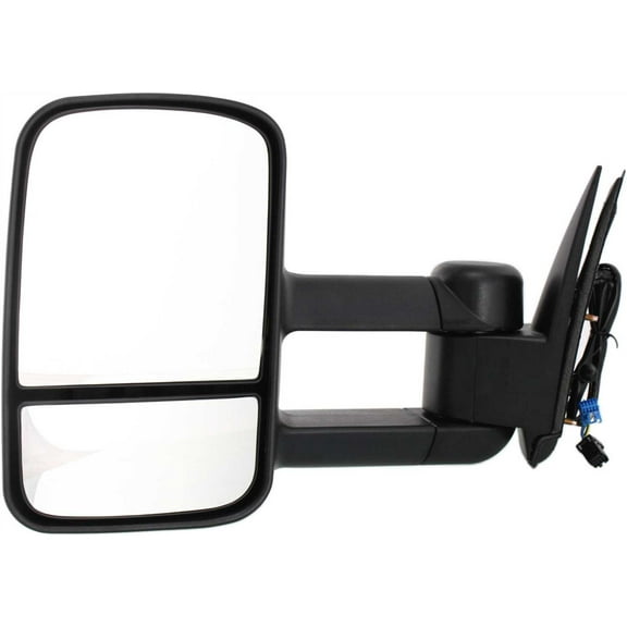 Kool Vue Towing Mirror Compatible With 2003-2006 Chevrolet Tahoe GMC Sierra 1500 Left Driver Side Heated w/ Blind Spot Corner Glass Textured Black