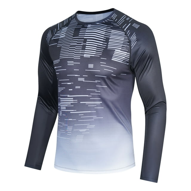 Men’s Fishing Shirts Long Sleeve Rashguard Sun Protection Shirt UPF 50+ Breathable Black L