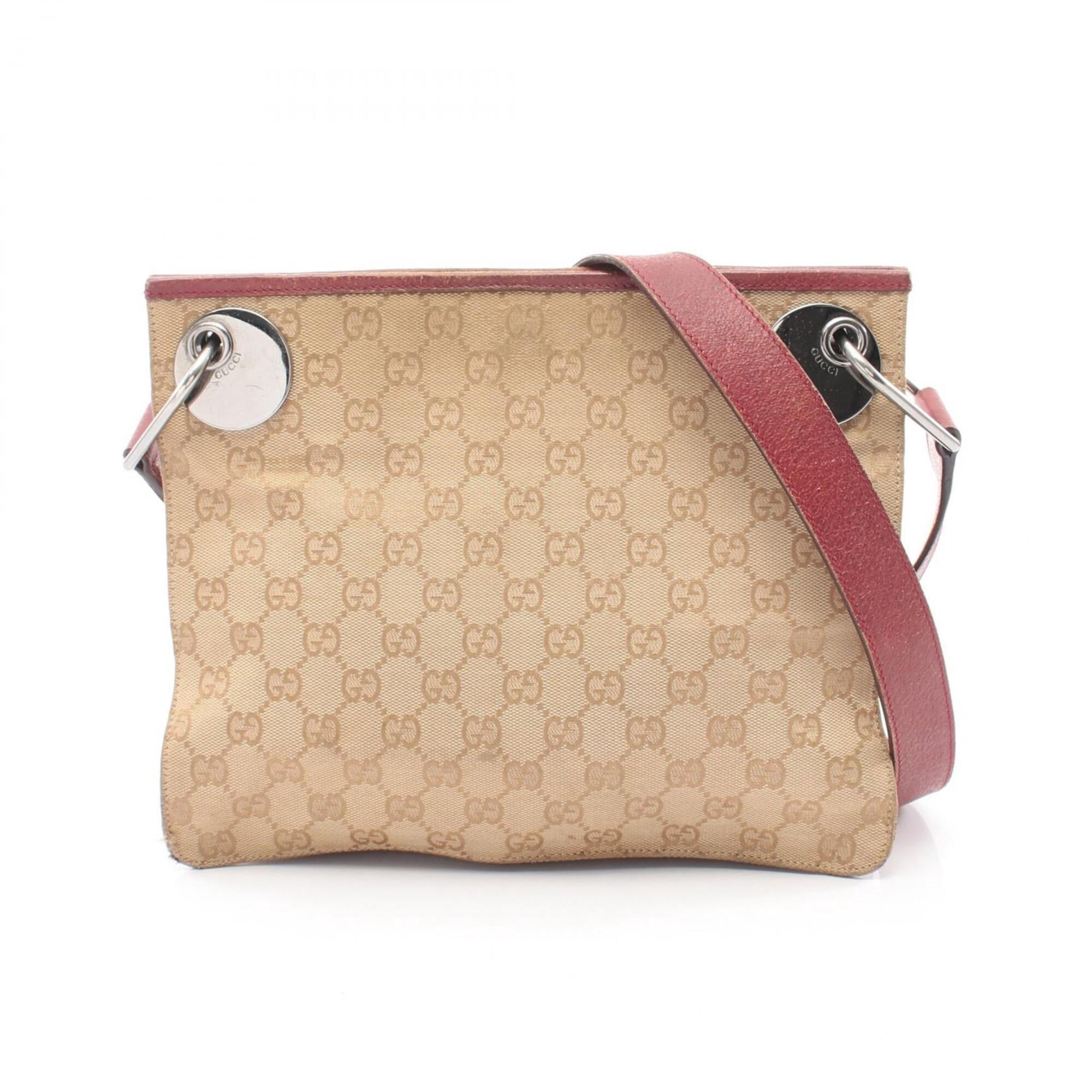 Pre-Owned Gucci GG Canvas Shoulder Bag/Handbag, and Leather