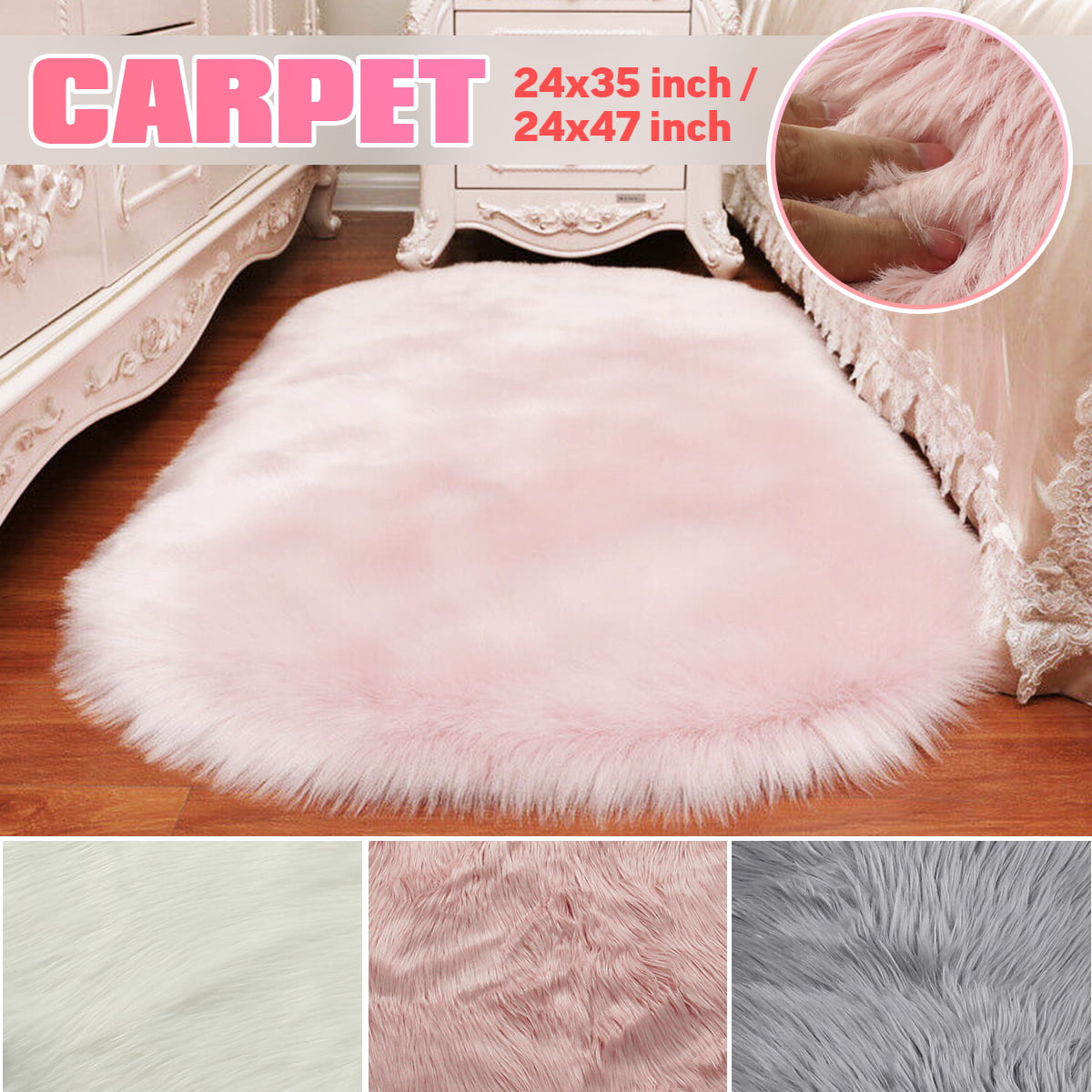 Modern Home Decor Fluffy Rugs Plush, Pink And White Rugs