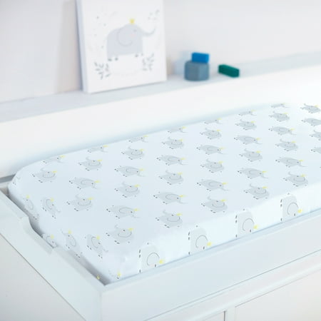 UPC: 0603784753065 | Hello Spud 100% Organic Cotton Jersey Changing Pad Cover Elephant Gray