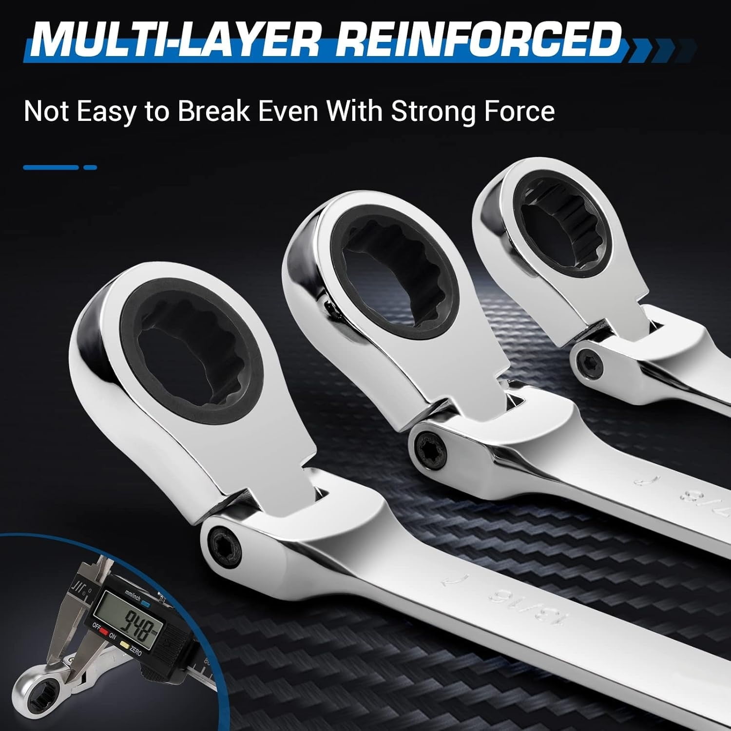 Extra Long Flex Head Ratcheting Wrench set, 6Pcs Double Box End Long Reach Ratchet Wrench Set Metric 8-19mm, CRV Steel, with Pouch, Gifts for Father, Man