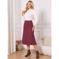 thumbnail image 4 of DARING DIVA Women's Pleated High Waist A Line Knit Midi Skirt Large Burgundy, 4 of 7