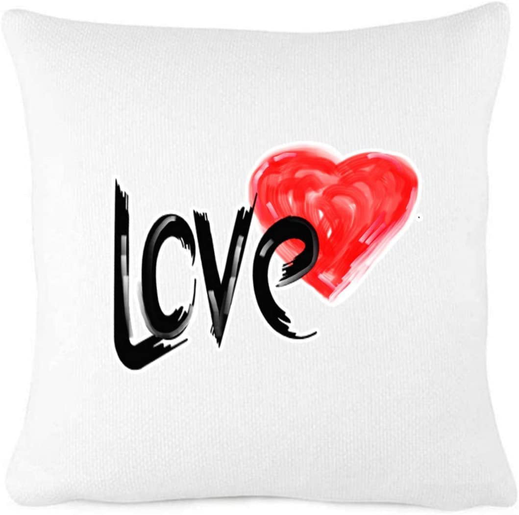 Vintage Love Heart Cushion Cover Cotton Linen Throw Pillow Case Home Sofa Decor 