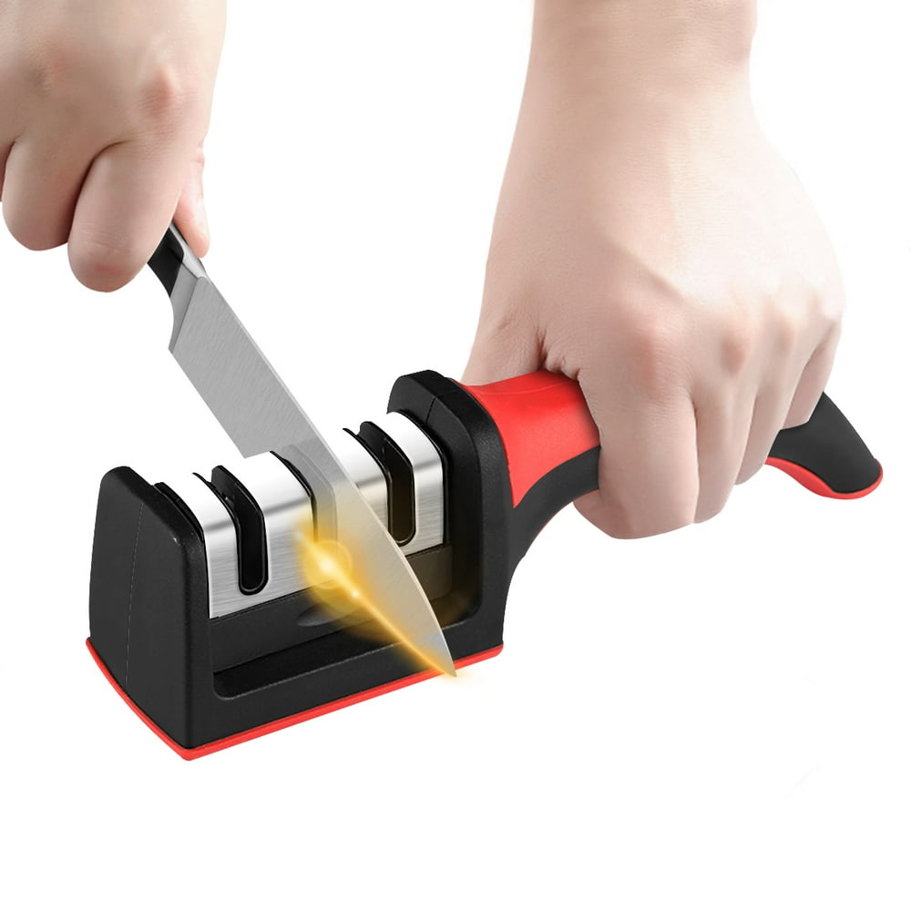 Knife Sharpener, 3 Stage Kitchen Knife Sharpener for Straight and