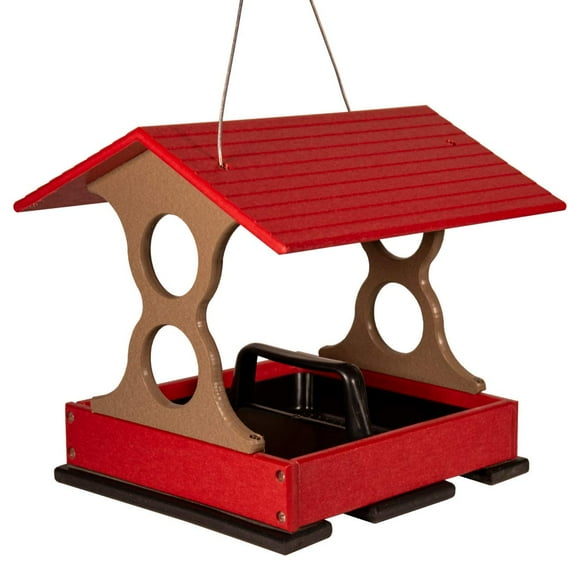 JCs Wildlife Medium (Cardinal Red/Tan) Fly-Thru Bird Feeder