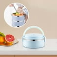 thumbnail image 4 of YIKA Tupperware Container Portable Lunch Box Circular Fresh-keeping Box Stainless Steel Insulated Student Office Worker Lunch Box Bento Boxes Kitchen Storage Blue, 4 of 9
