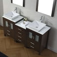 thumbnail image 4 of Dior 66" Double Bath Vanity in Zebra Gray with White Engineered Stone Top and Square Sinks with Polished Chrome Faucets with Matching Mirror, 4 of 9