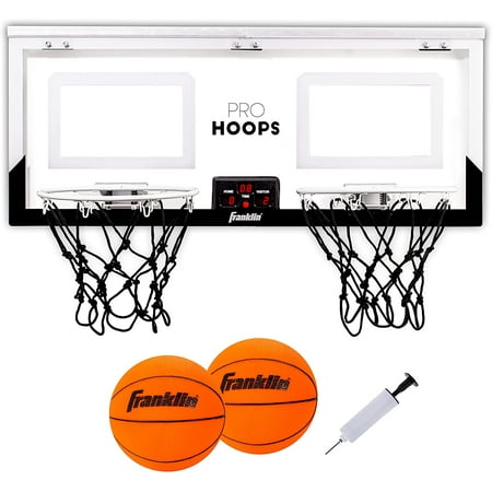 Franklin NBA Pro Hoops Dual Shot Over the Door Electronic Scoring LED Basketball Hoops with Balls and Pump