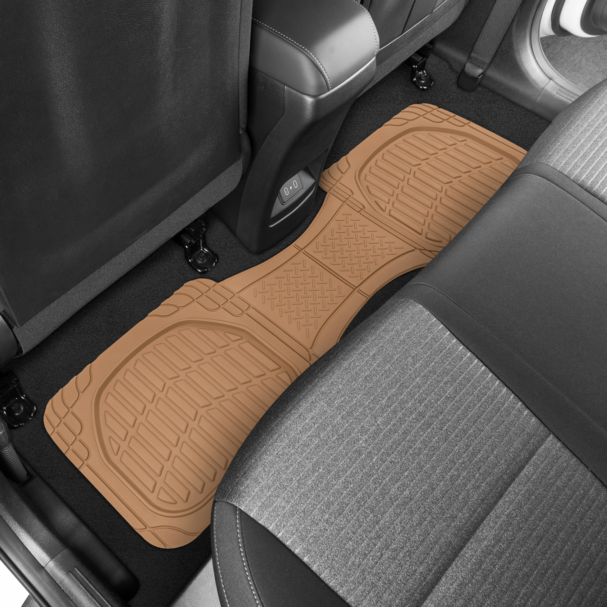 Motor Trend FlexTough Deep Dish Rubber Floor Mats, Beige, All-Weather Set photo 8