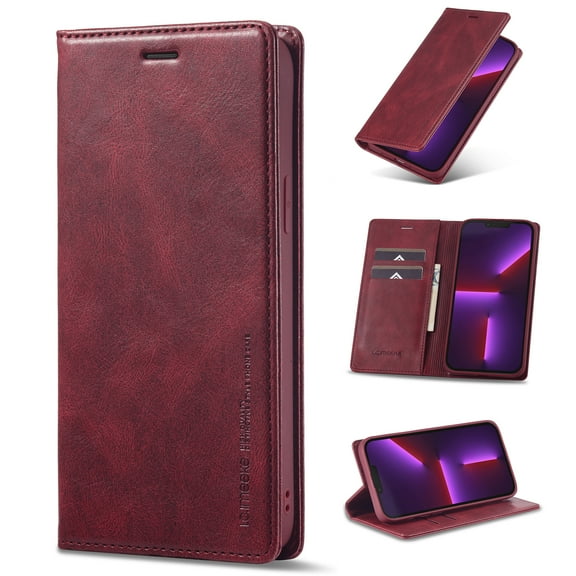 Nalacover for iPhone 14 Pro Max Card Slots Wallet Case with RFID Blocking, Premium PU Leather Flip Cover, Magnetic Closure Kickstand TPU Shockproof Case for iPhone 14 Pro Max,Red