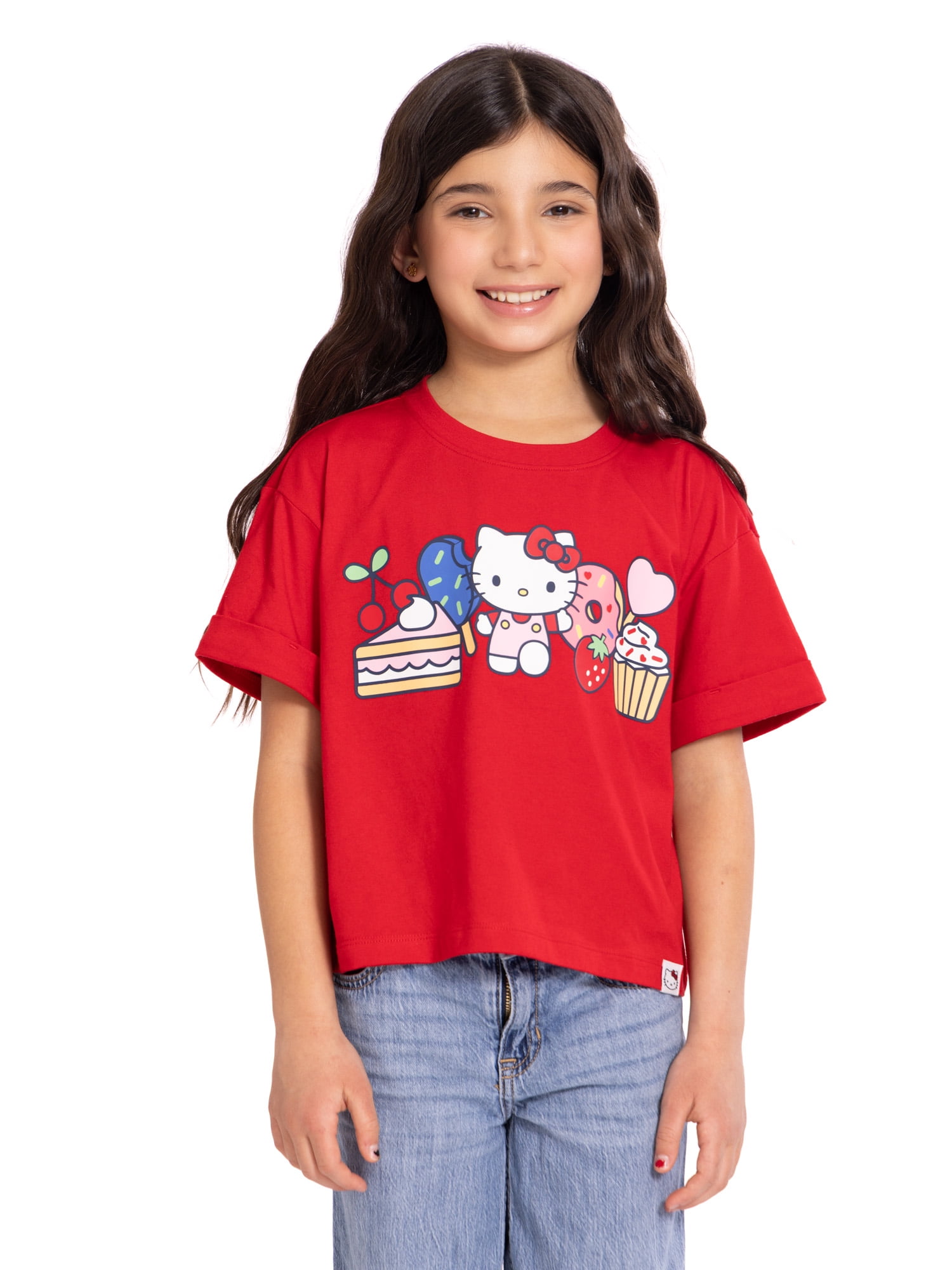 Wonder Nation x Hello Kitty Girls Graphic Tee with Short Sleeves, Sizes 4-16