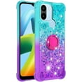 thumbnail image 3 of Clear Case for Xiaomi Redmi A1 with Kickstand for Girls Women, Floating Liquid Holographic Sparkle Glitter Case Bling Gradient Quicksand Cover for Xiaomi Redmi A1/A1+ JB Bluish Violet, 3 of 14