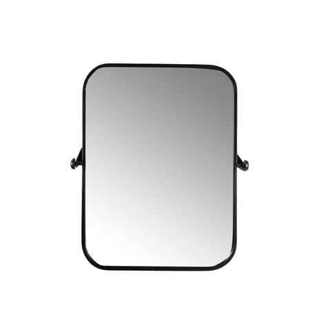 Woven Paths 20.5  x 4.75  x 24  Rectangle Pivoting Metal Wall Mirror  Black