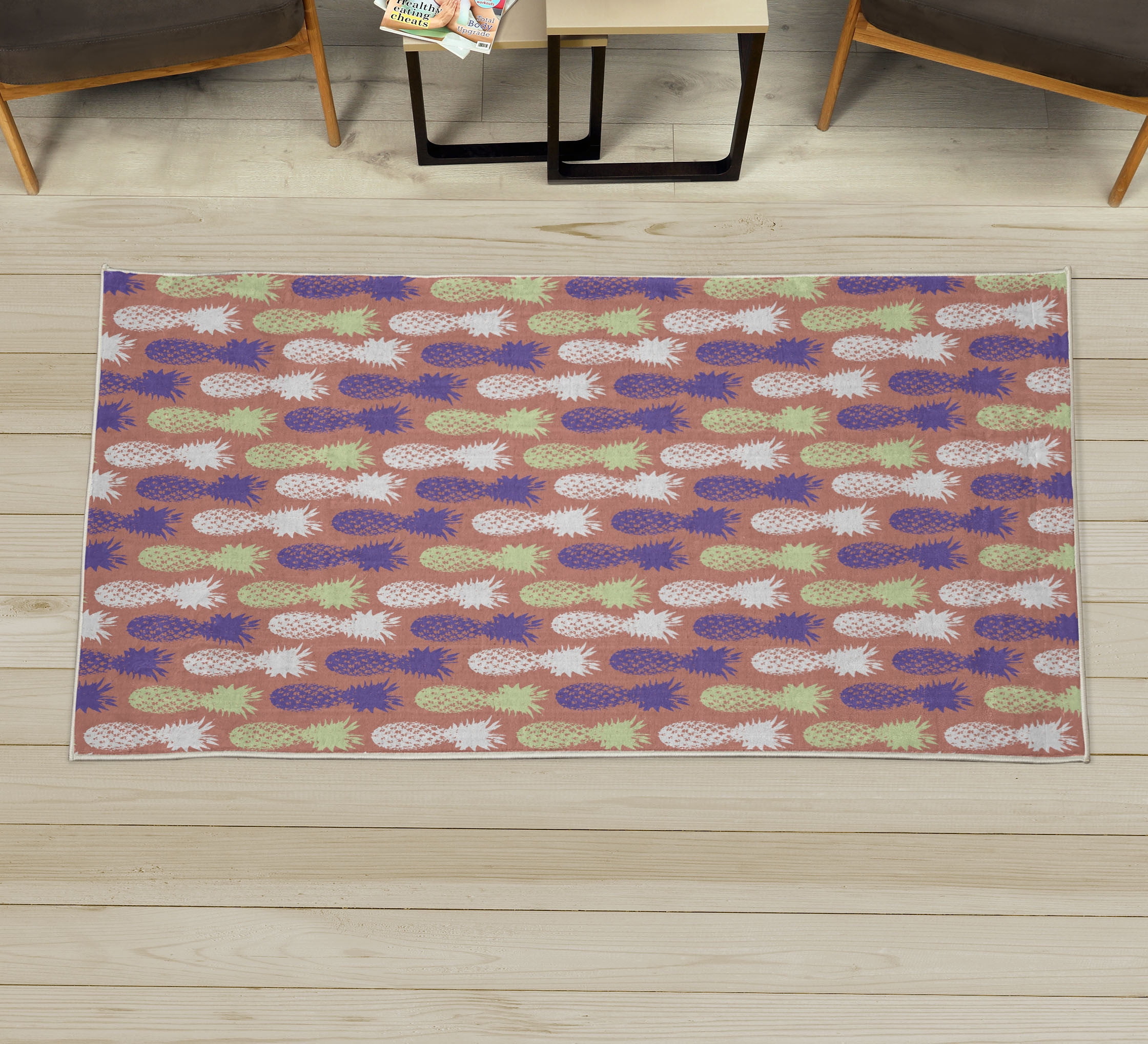 Colorful Mix Fruit Pineapple Hawaiian Print Round Rug main image 1
