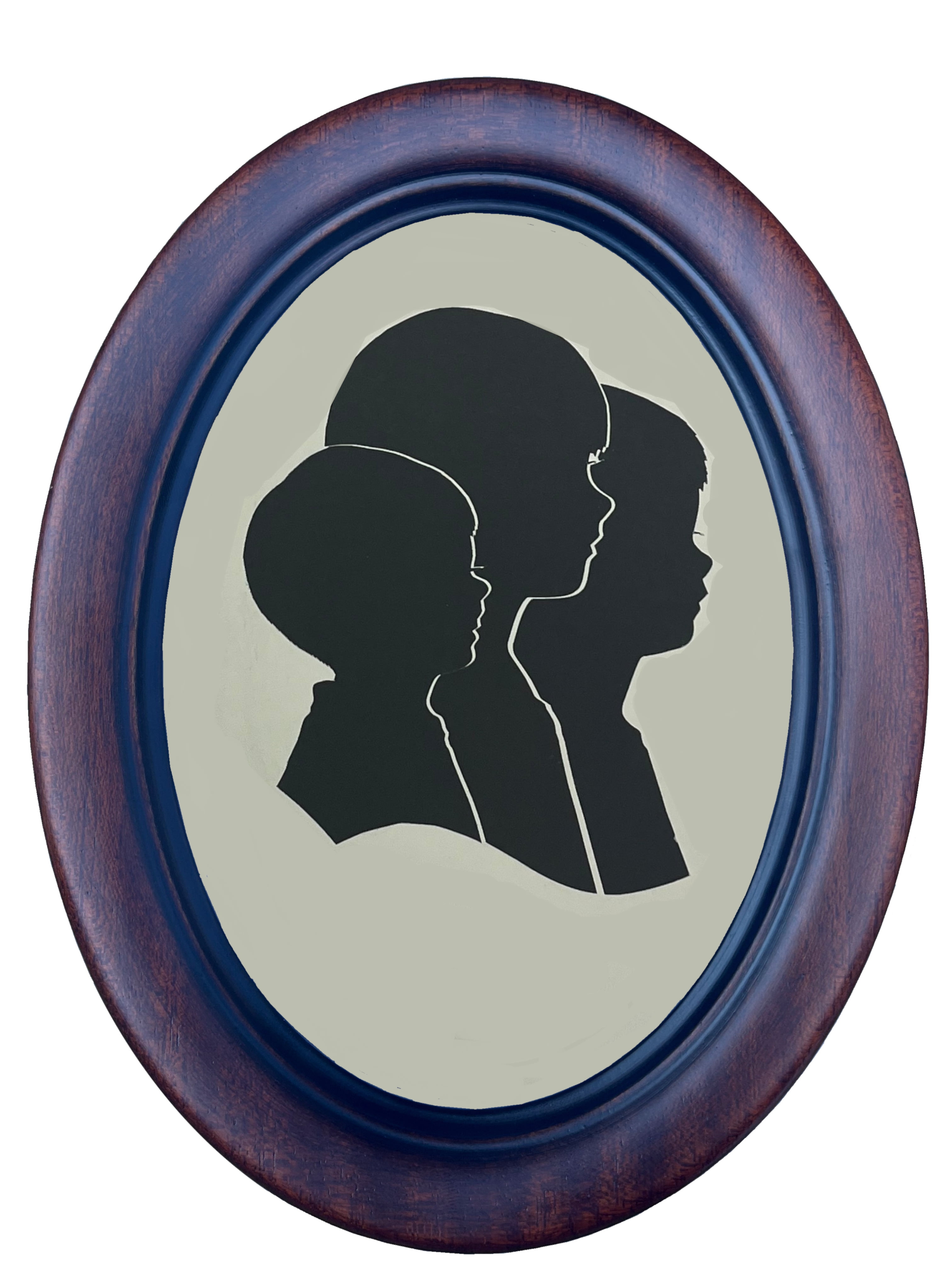 WallWorks Classic Oval Silhouette Picture Frame 5X7 - Hand Made Solid Wood Frame - Hand applied two toned walnut stain