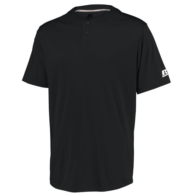 Russell 3R7X2B.BLK.M Youth Performance Two-Button Solid Jersey&#44; Black - Medium