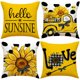 thumbnail image 1 of Juego de fundas de almohada de lino con estampado de girasoles, 45 x 45 cm (juego de 4), 1 of 2