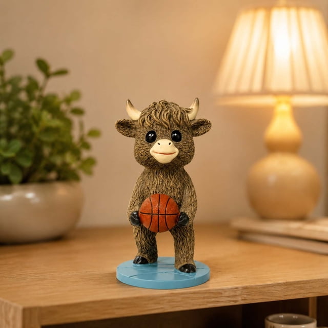 Adorable Figura de Vaca de Resina: Divertida Escultura con Temática Deportiva para La Decoración Del Escritorio de La Oficina En Casa. Regalos Graciosos de Vacas de Las Tierras Altas para Amantes de