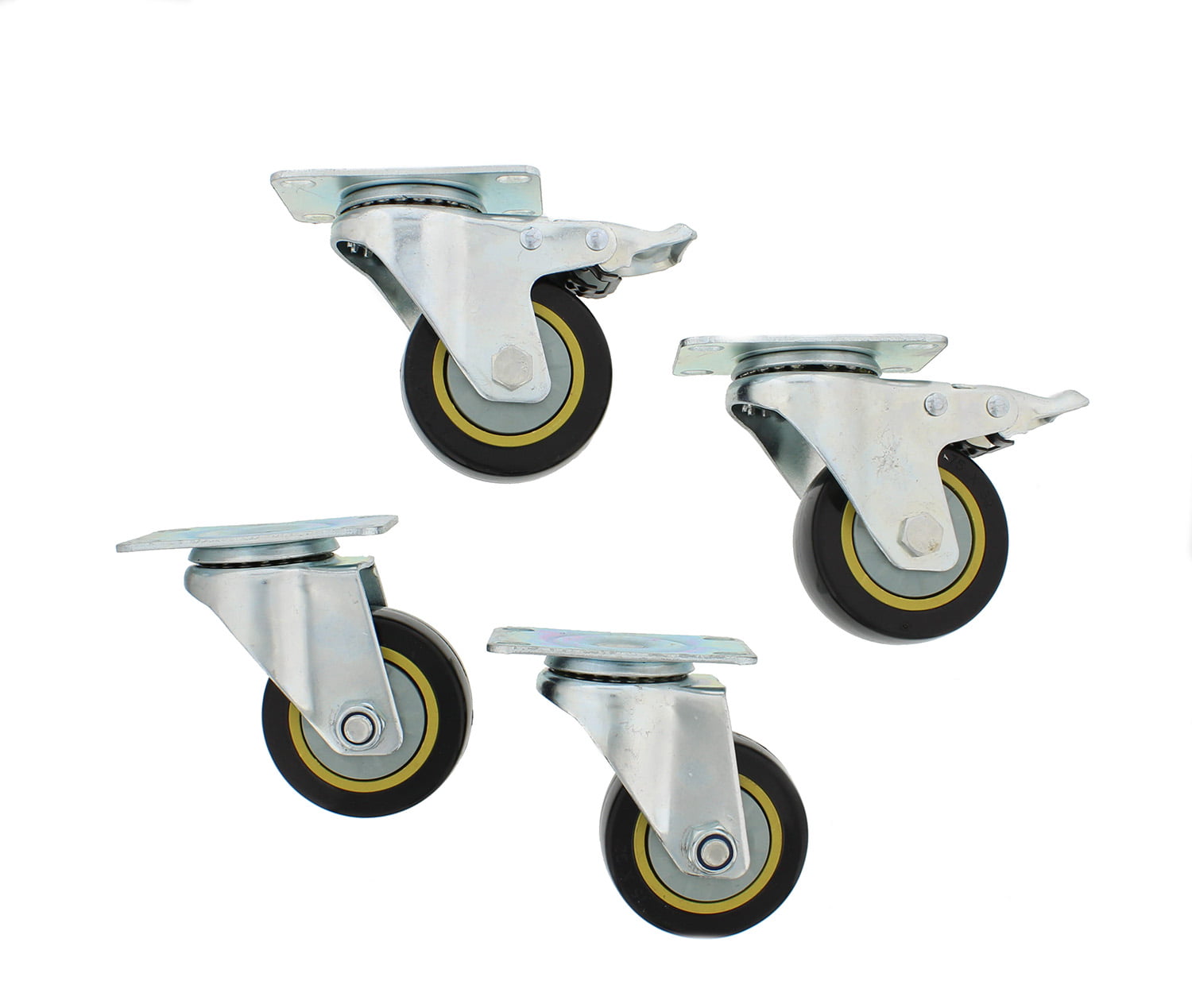 ABN Swivel Plate Caster Wheels 3” Inches Set of 4 Locking Casters for Furniture 