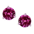 thumbnail image 3 of Star K� Round 7mm Simulated Pink Tourmaline Three 3 prong Martini push back Stud earrings, 3 of 9