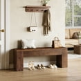 thumbnail image 6 of Finmind Solid Wood  Bed Bench for Bedroom, 47.24-Inch Farmhouse Entryway Bench Indoor for Hallway, Living Room, Brown, 6 of 9