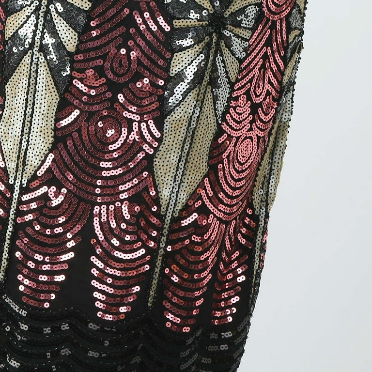 ZIZOCWA Vestidos De Noche Womens Petite Dresses Women S Vintage Party Dress Sleeveless Dress 1920S Sequin Beaded Tassels Party Night Flapper Gown