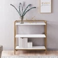 thumbnail image 5 of Leick Home Claudette Mixed Metal and Wood 3-Tier Bookshelf, White/Satin Gold, 5 of 16