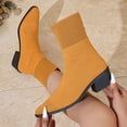 thumbnail image 6 of Wovix Ankle Boots for Women Dressy Comfy Knit Sock Booties Pointed Toe Heel on Elastic Spring Fall Booties Daily Orange 37, 6 of 7