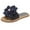 Navy, variant on Hvyesh Women Flat Slippers Basic Plain Slippers Slip On Sandals Slides Dressy Navy Blue Flower Pearl Flats Casual Peep Toe Beach 2024 New House Shoes