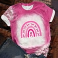 thumbnail image 2 of WREESH Womens Pink Ribbon Short Sleeve Bleach T-Shirts Breast Cancer Awareness Tees Round Neck Loose Workout Tops Pink J, 2 of 5