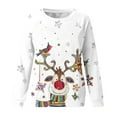 thumbnail image 4 of Darzheoy Womens Tops Christmas Printed Hoodless Pullover Round Neck Solid Color Graphic Sweatshirts Casual Long Sleeve Loose Fall Winter Comfortable Trendy Blouses, 4 of 4