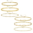thumbnail image 1 of Juego de pulseras de cadena con cuentas de oro para mujer Chapado en oro real de 19 quilates Pulsera de eslabones de cadena de oro fino y delicado Pila de pulseras de oro ajustables Joyería para, 1 of 5