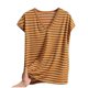 thumbnail image 2 of Pijama de manga corta para mujer, informal, holgado, a rayas, con cuello en V, de verano, fino, de poliéster, 2 of 3