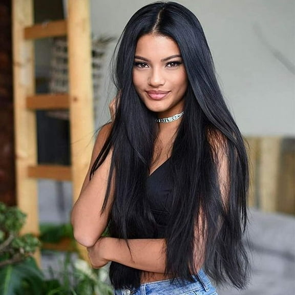 Long Straight Wigs for Women Synthetic Hair Wig Lace Front Wigs Middle Part Wigs Heat Resistant Fibre for Daily Party Use A1