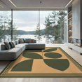 thumbnail image 2 of ODIKA 8'x10' Washable Area Rug Non-Shedding, Easy Care, Olive Beige Geometric Design Elegant Contemporary Motifs with Bold Symmetry for King Size Bedroom Under Bed, Master Suite, 2 of 7