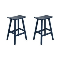 Florence Outdoor 29" HDPE Plastic Saddle Seat Barstool Navy Blue (Set of 2)