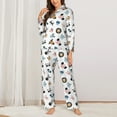 thumbnail image 2 of KLL Cartoon Animals Print Women's Long Sleeve Pajamas with Pants Sleepwear Loungewear 2 Set-Large, 2 of 7