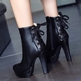 thumbnail image 3 of NECHOLOGY Botas Mujer Adulto Femenino Zapatos Botines de mujer Spicy Girl PU fiesta moda tobillo botas altas tacones sobre la rodilla ante plisado botas (Black, 7), 3 of 6