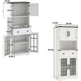 thumbnail image 5 of VEANERWOOD 59.4" Tall Kitchen Pantry Storage Cabinet, Farmhouse Kitchen Hutch Cabinet with Glass Doors & Storage Drawer, White, 5 of 9