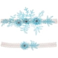 thumbnail image 1 of 2pcs Wedding Garter Flower Lace Rhinestone Elastic Bridal Garters for Bridesmaid Wedding Favor Decoration Sky Blue, 1 of 7