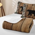 thumbnail image 4 of Castle Fairy Rustic Animal Bear Twin Quilt Set for Teens,Camouflage Lodge Autumn Leaf Twin Coverlet Set,Brown Green, 4 of 7