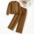 thumbnail image 5 of WAVSUF Girls Sweatshirt Sets Graphic Top and Flare Sweatpants Winter Trendy Outfits 2 Piece Brown 10-12, 5 of 6