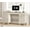 Beige Linen Printed, variant on 58" Executive Desk with 5 Drawers and 1 Door, Modern Farmhouse Home Office Computer Table with Charging Station, Oak