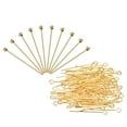 thumbnail image 1 of Uxcell 100 Pcs Pasadores de Cabeza de Bola Dorados 1.57 pulgadas Pasadores de Cabeza de Alambre 24 Gauge Pasadores de Latón para Manualidades de Joyería DIY, 1 of 7