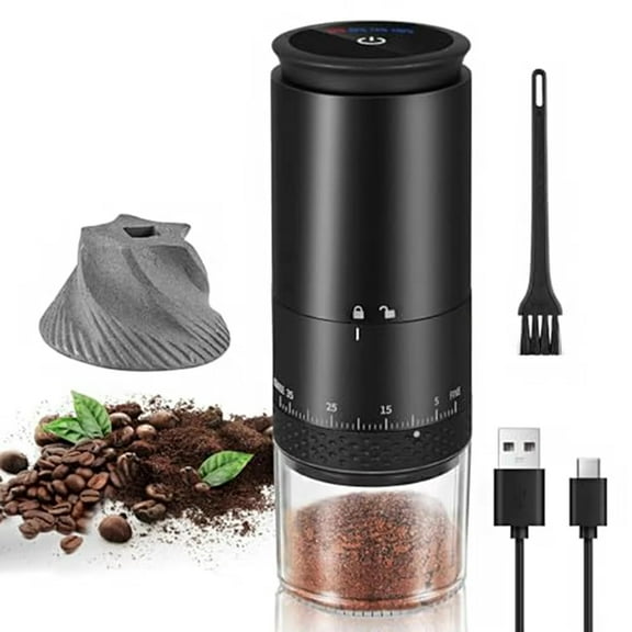 Electric Coffee Grinder 1500mAh,Adjustable Burr Grind Settings,Portable Coffee Bean Machine for Home and Travel,1 * Electric Coffee Grinder 1500mAh
