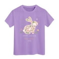 thumbnail image 3 of LRen Girls Easter Day Shirt Size 10-12 Cute Bunny Eggs Print Short Sleeve T Shirt Preppy Top Summer Vacation Tops Easter Gifts for Girls, 3 of 4